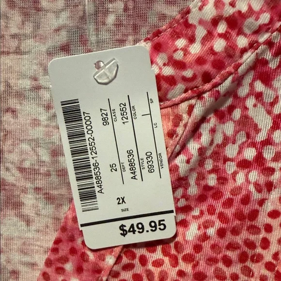 CJ Banks Pink & Coral Printed Split-Neck Tunic - Picture 4 of 6